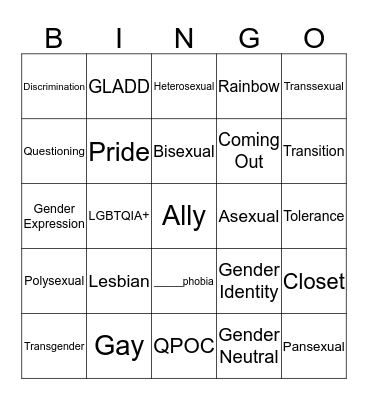 LGBT BINGO Card