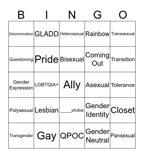 LGBT BINGO Card