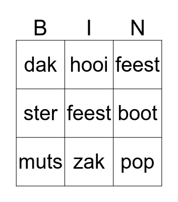 Sinterklaas bingo Card