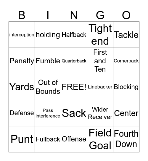 Football Bingo Card