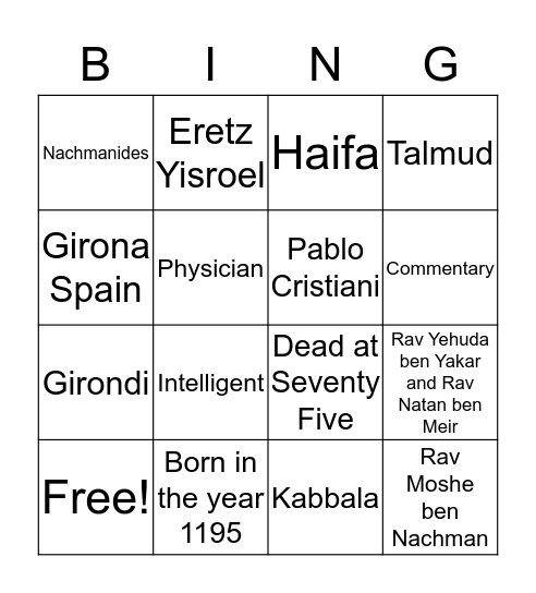 ramban bingo Card