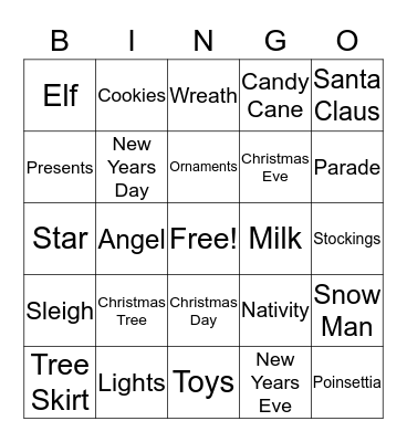 Happy Holidays Bingo Card