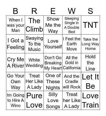 Boondocks Brews, Beats & Bingo Card