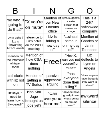 Conf Call Bingo Dec 2017 Bingo Card