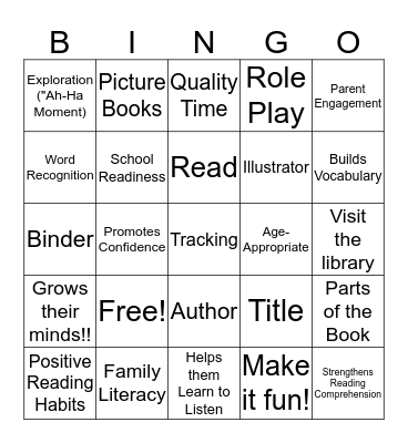 FAMILY LITERACY Bingo Card