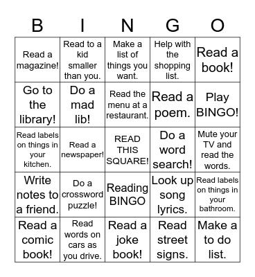 Ways to Read Bingo Card