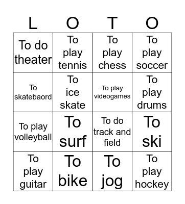 Les Passé-temps Bingo Card