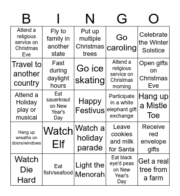 Festivus Bingo Card
