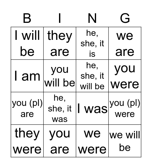 Irregular Verb Sum (Latin) Bingo Card