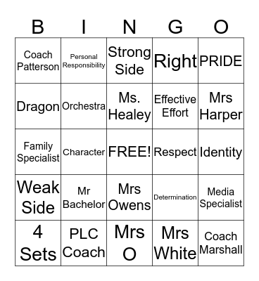 Efficacy Bingo Card
