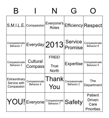 Department of Radiology Bingo Card