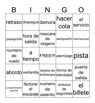 En avion Bingo Card