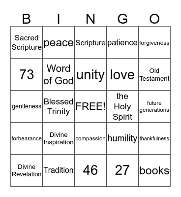 6th Grade Old Testament Ch. 1 Bingo Card