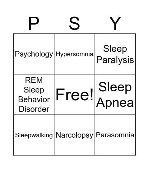 Sleep Disorder Bingo Card