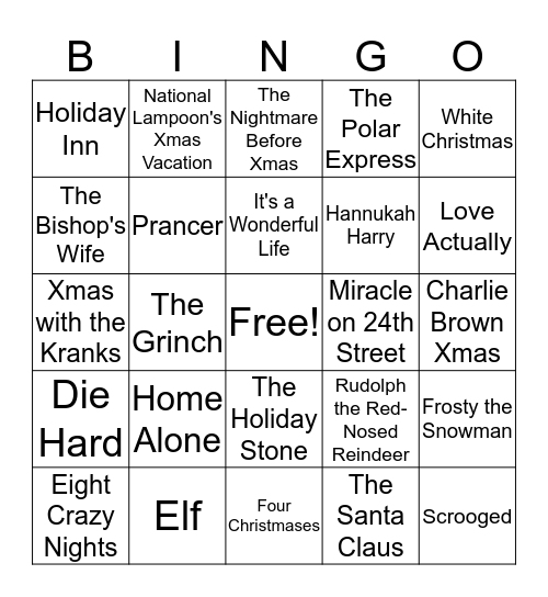 Holiday Bingo Card