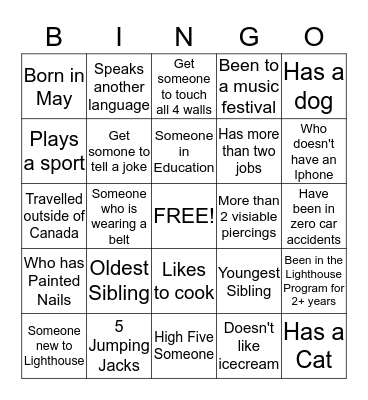 Meet Your Co-Workers Bingo Card