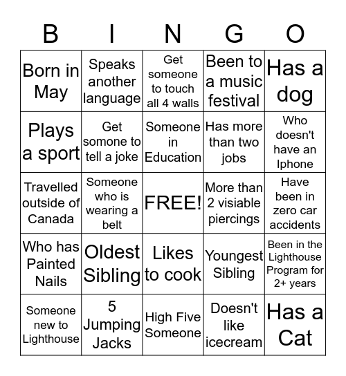 Meet Your Co-Workers Bingo Card