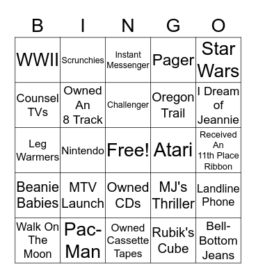 Generational  Bingo Card