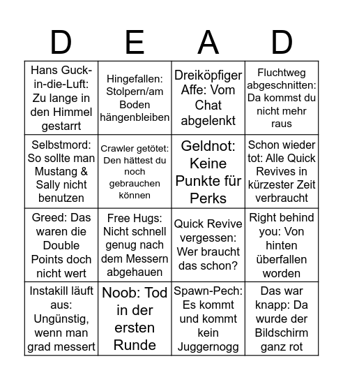 Nuketown-Bingo Card