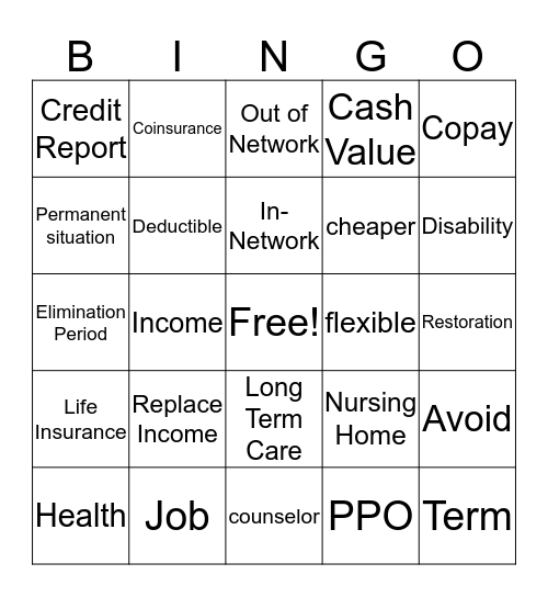 Insurance - Final 5 Bingo Card