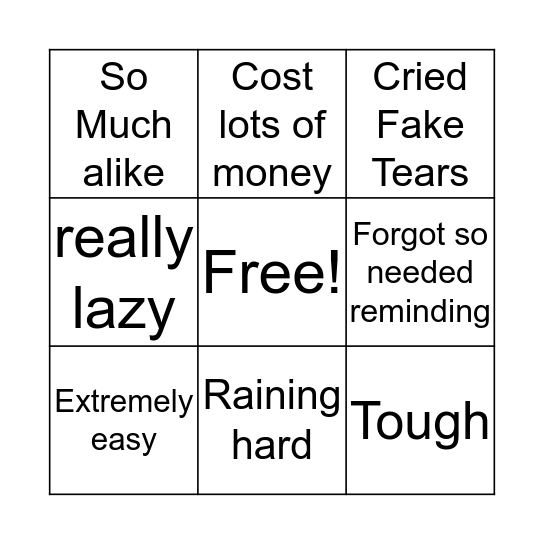 Idiom Bingo Card