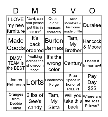 Holiday Party 2017 Bingo Card