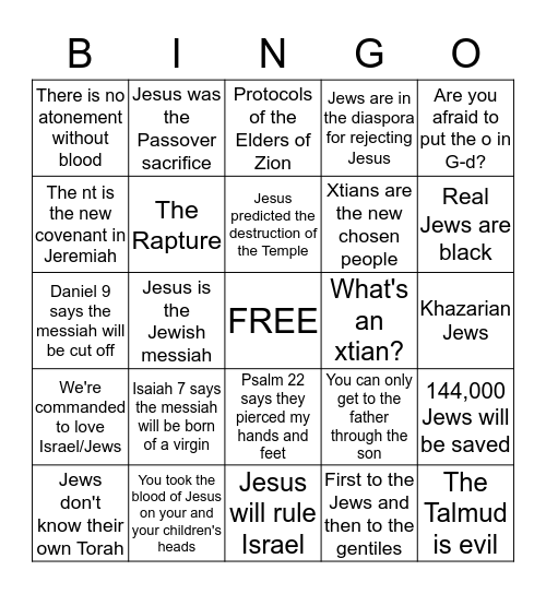 Xtian Bingo Card