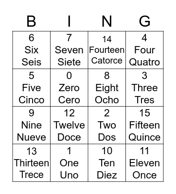 Math Bingo Card