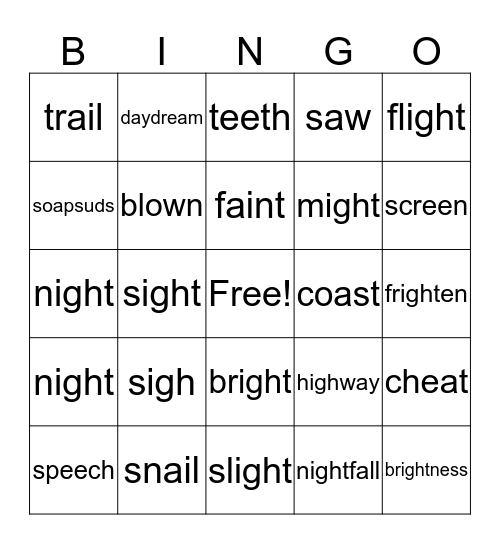 Phonics for Reading Level 2 (10-12) Bingo Card