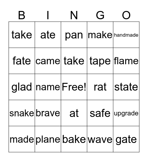 Phonics for Reading Level 2 (13-15) Bingo Card