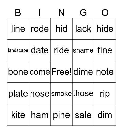 Phonics for Reading Level 2 (16-19) Bingo Card