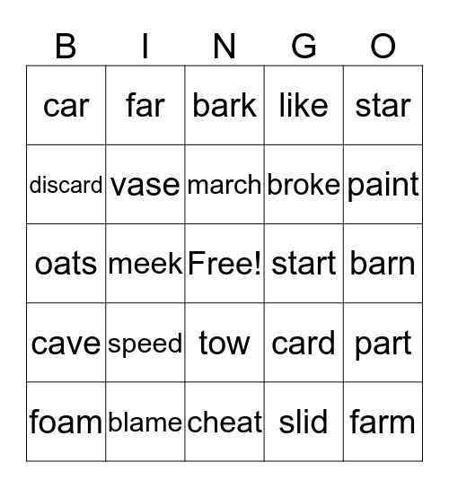 Phonics for Reading Level 2 (20-23) Bingo Card