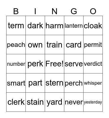 Phonics for Reading Level 2 (24-26) Bingo Card