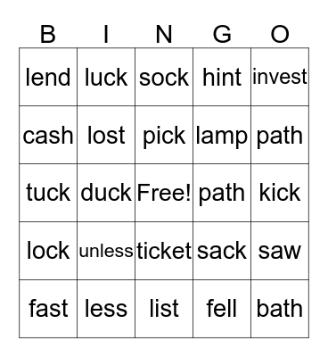 Phonics for Reading Level 1 Bingo Card