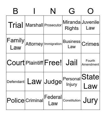Law Bingo Card