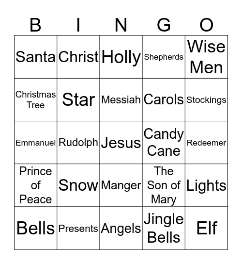 RS Christmas Bingo Card