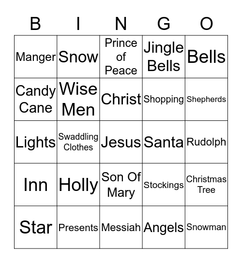 RS Christmas Bingo Card