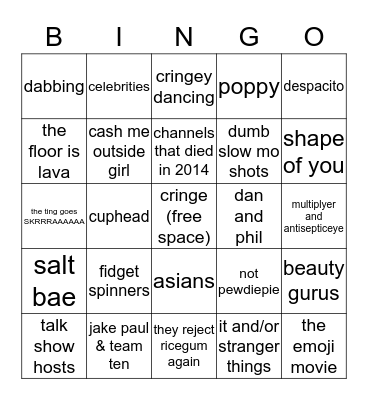 the ting goes rewwwwwwwind Bingo Card