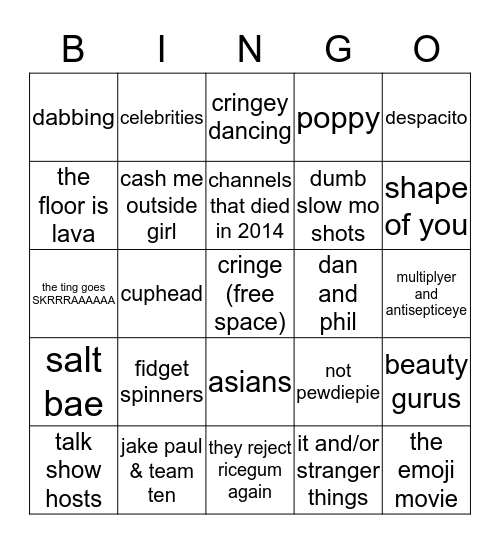 the ting goes rewwwwwwwind Bingo Card