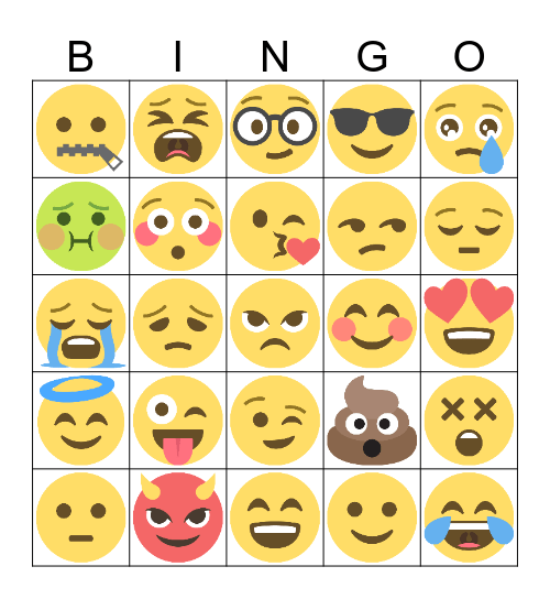 Emoji Bingo Coral Bingo Card