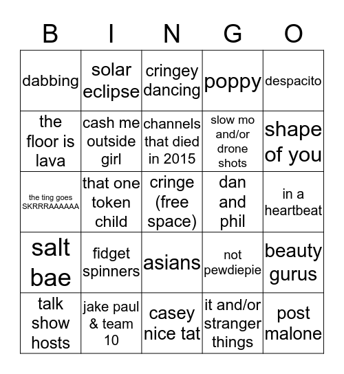 it's 2017 bro Bingo Card