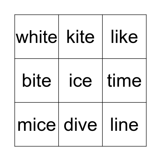 Long i_e Bingo! Bingo Card
