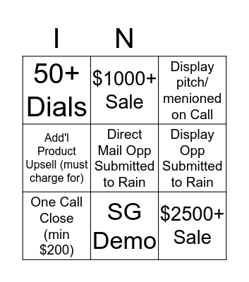 Sales Bingo Card