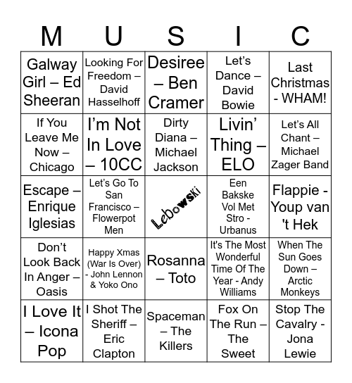 101 Bingo Card