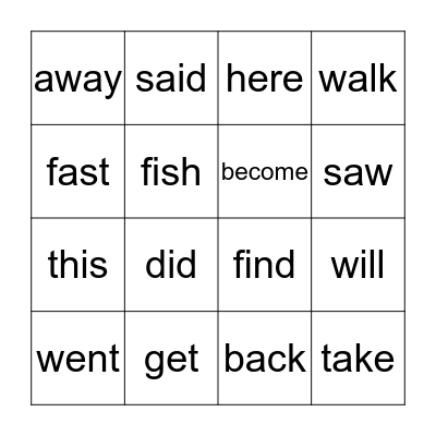 Sight Words #5-9 Bingo Card