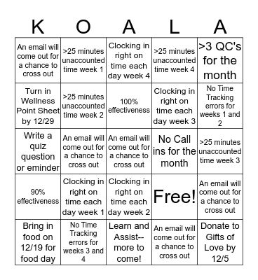 Report Team Bingo Card