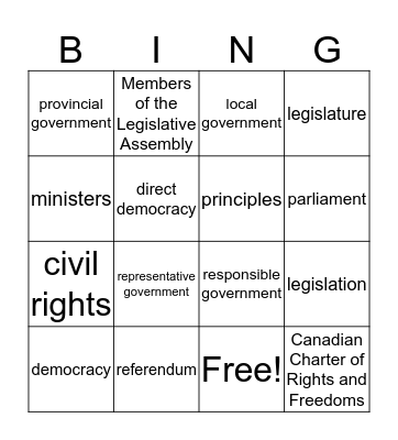 Democracy Bingo Card