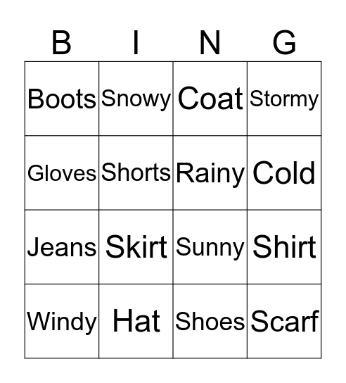 Fun Bingo Card