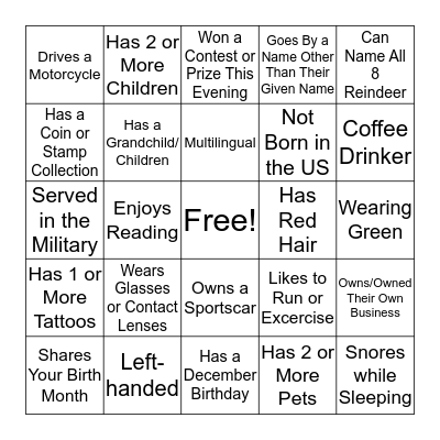 Minglo Bingo Card