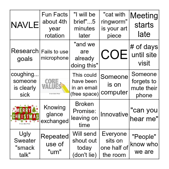 Yell "SQUIRREL" when you bingo Card